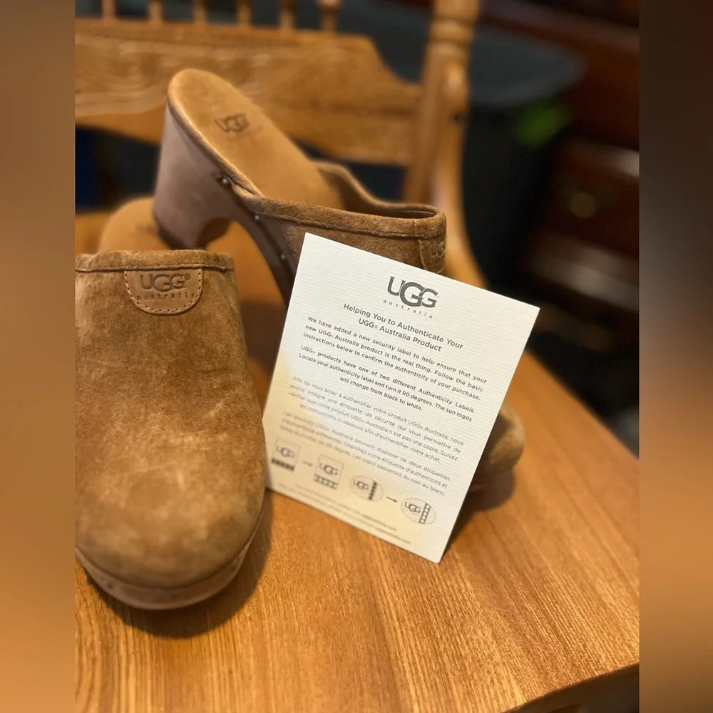 UGG Women's Tan Suede Mules - Picture 2 of 11